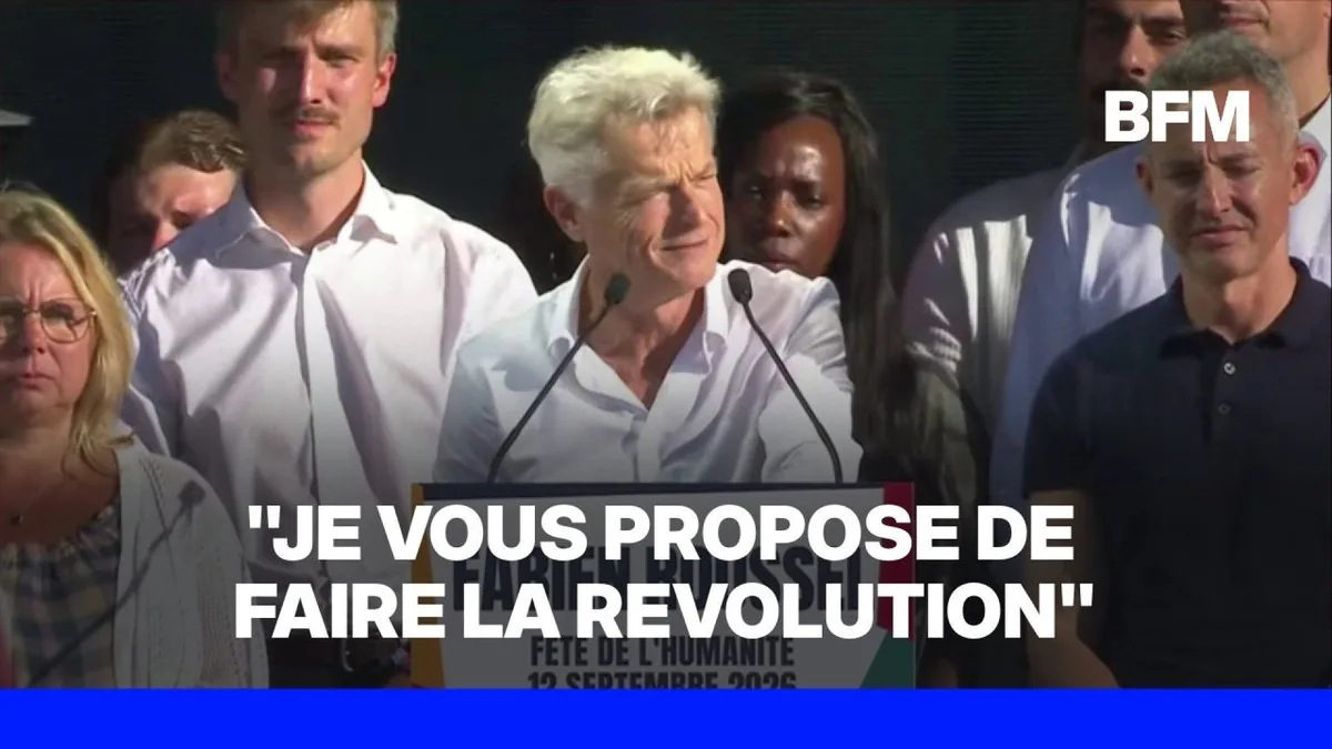 Fabien Roussel, candidat PCF à la présidentielle, s'exprime lors de la Fête de l'Humanité