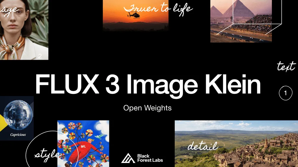 画像生成・編集モデル「FLUX 3 Image Klein」が登場、5.6BのオープンモデルでゲーミングPCでローカル動作し日本語テキストの描画や位置指定にも対応