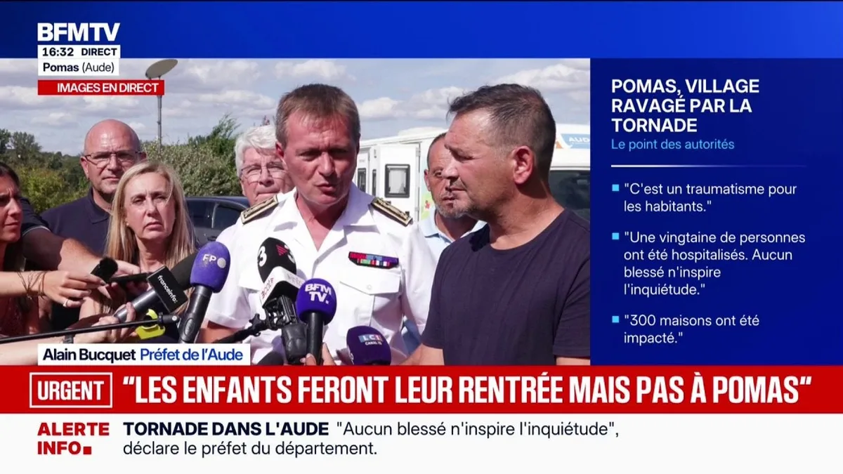 Tornade dans l'Aude: le préfet indique que les enfants feront leur rentrée des classes mais pas à Pomas