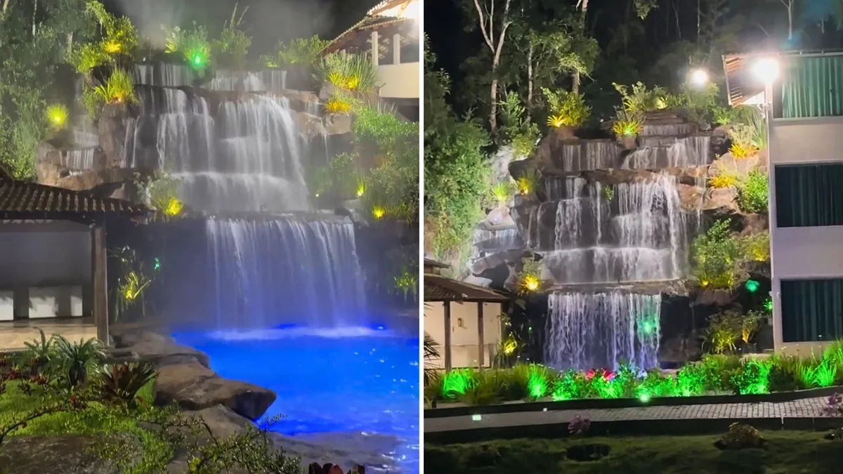Cachoeira artificial e aquecida no ES viraliza nas redes sociais; vídeo