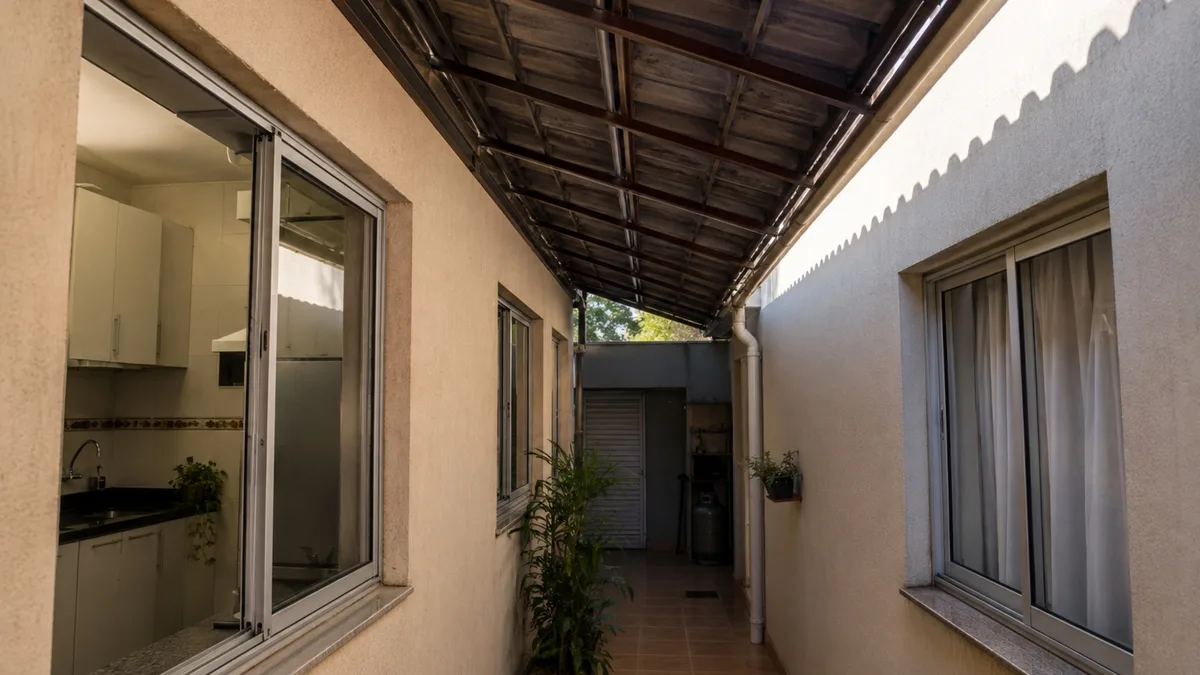 Família troca telhas transparentes do corredor por modelos escuros e cozinha vizinha fica sem luz natural pela primeira vez em 17 anos