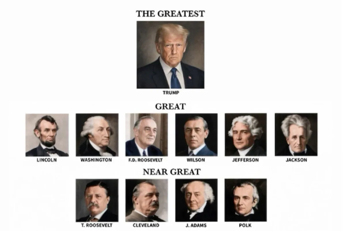 Trump – named America’s worst ever president by panel of experts – puts out his own chart listing himself as the greatest