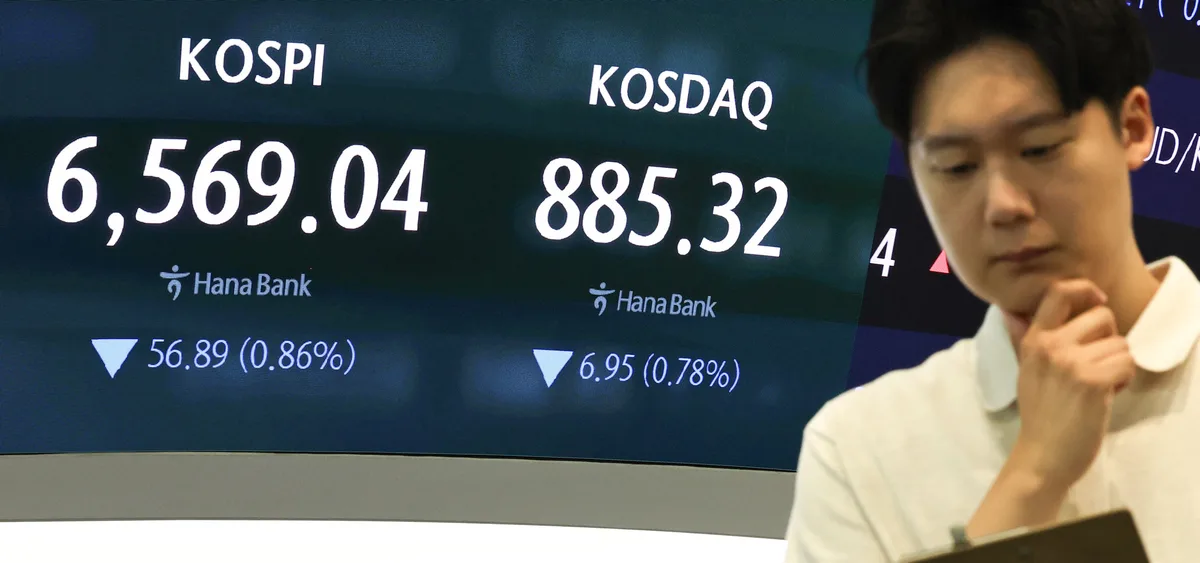 KOSPI一時3％急落、半導体株安