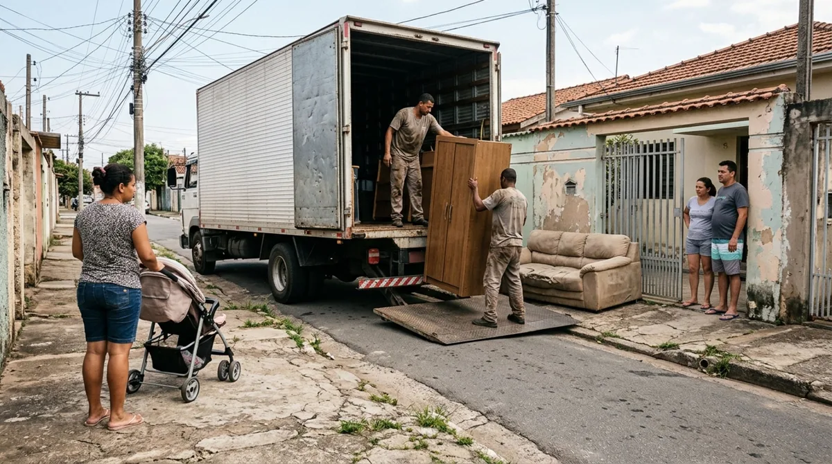 Casal contrata um caminhão de mudança, autoriza o motorista a ocupar a passagem de pedestres enquanto descarrega os móveis e descobre que a operação de carga não permite bloquear qualquer espaço da rua