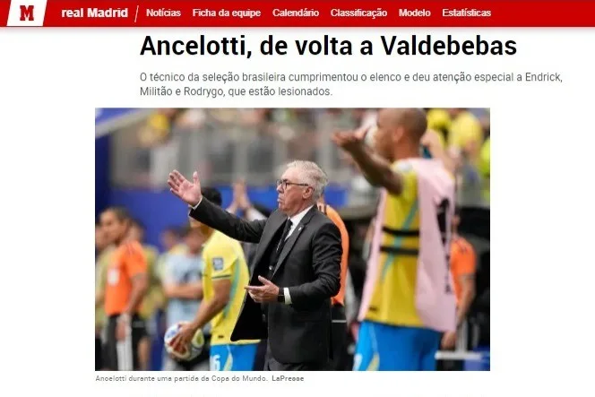 Ancelotti visita CT do Real Madrid e reencontra elenco após assumir a seleção brasileira