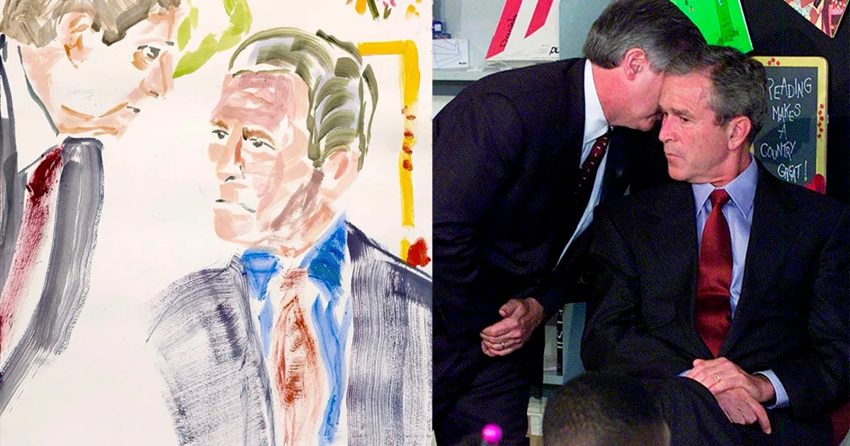 "Un segundo avión impactó la segunda torre": la pintura con la que George W. Bush recreó el momento en que le avisaron del 11S