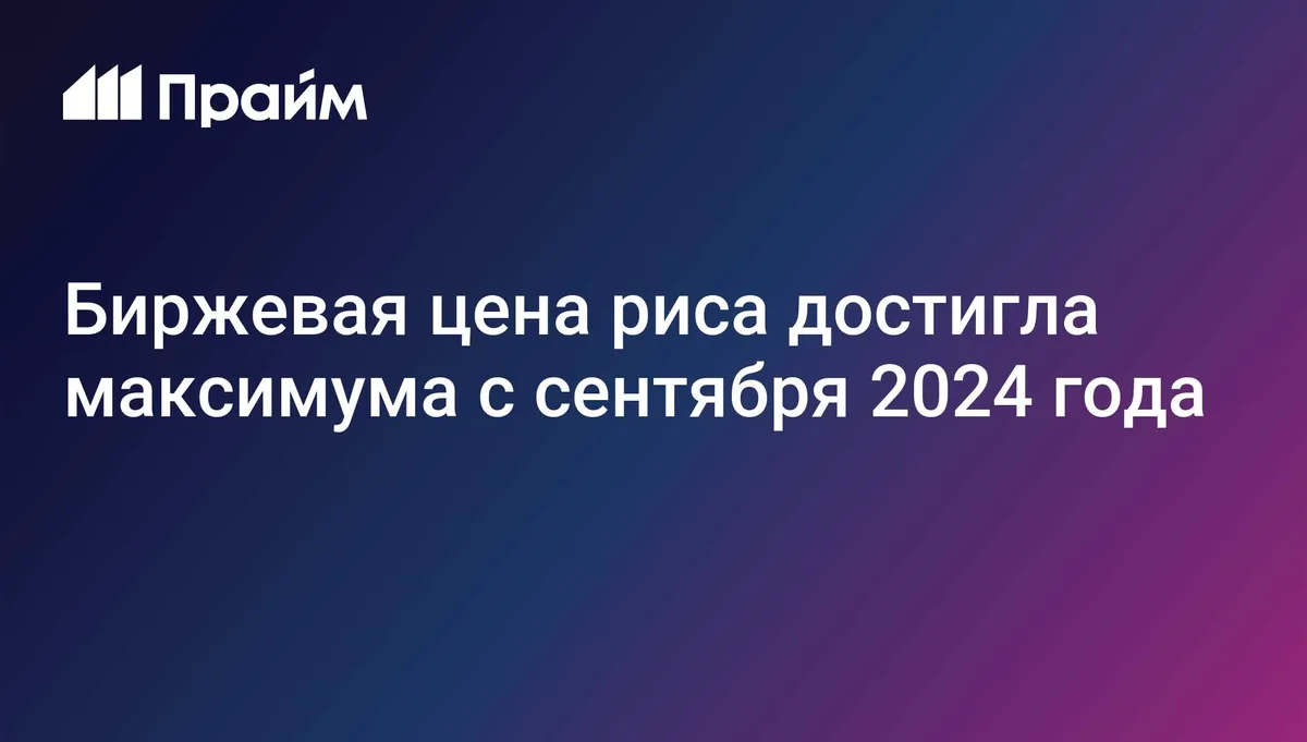 Биржевая цена риса достигла максимума с сентября 2024 года