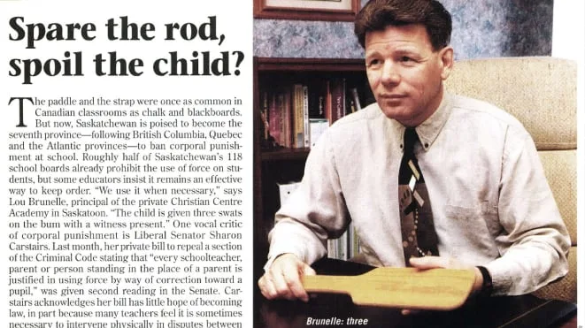 Former Saskatoon private school admin, pictured with paddle in 1997, testifies at former principal's trial