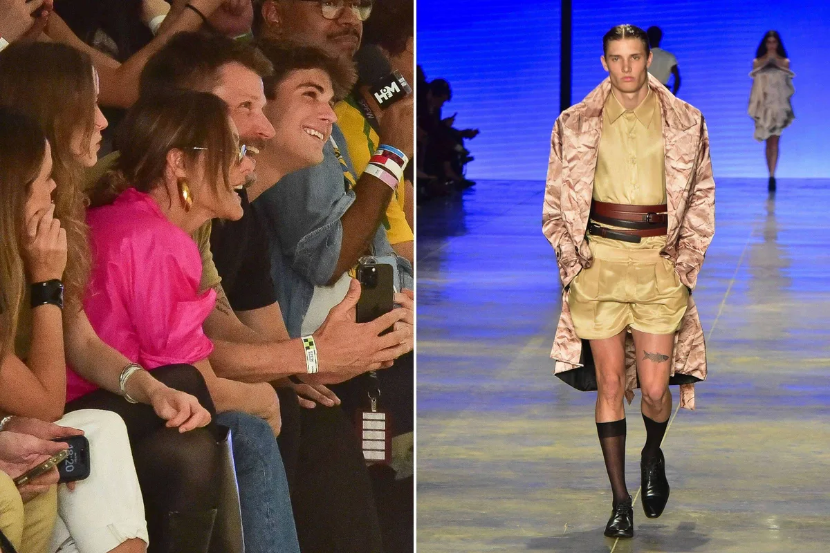 Fernanda Lima e Rodrigo Hilbert acompanham desfile do filho João na São Paulo Fashion Week