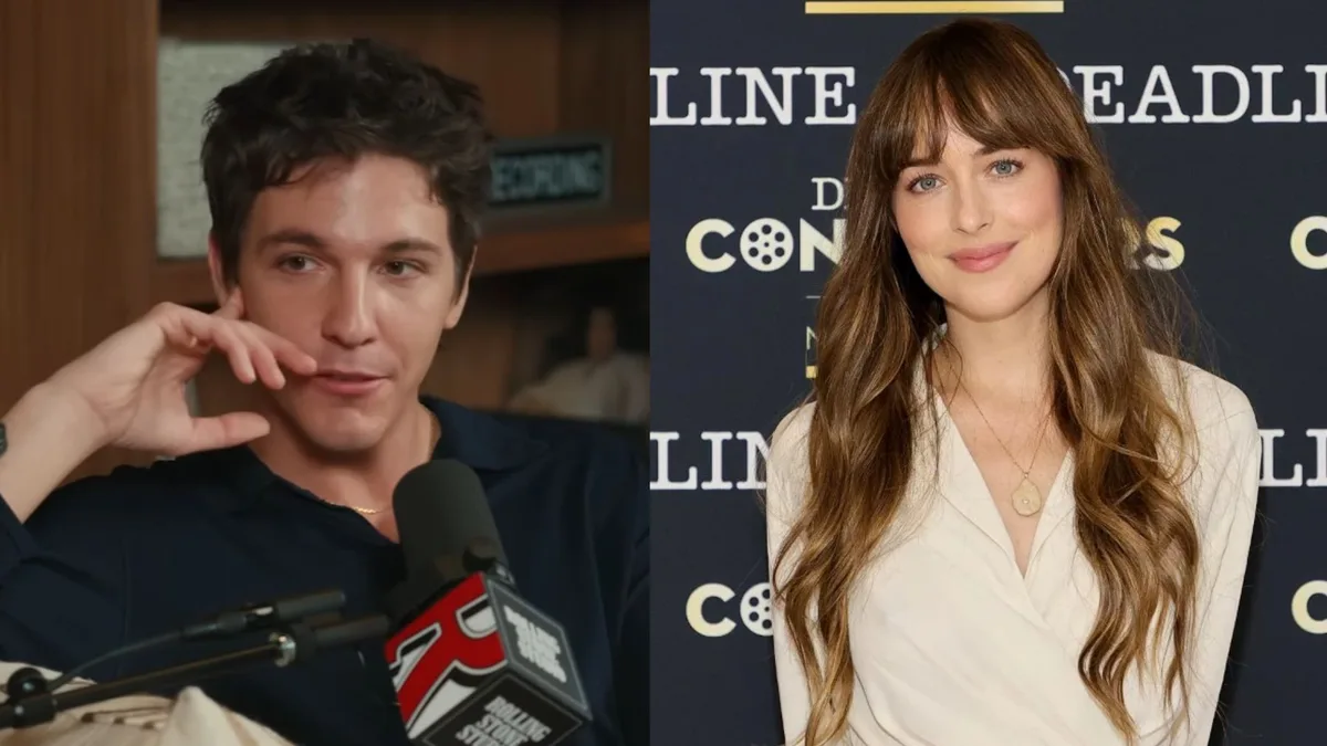 Role Model fala pela 1ª vez sobre romance com Dakota Johnson e revela por que mantém namoro discreto; assista Role Model confirma namoro com Dakota Johnson e revela por que os dois mantêm romance discreto; assista! (Foto: Reprodução; YouTube/ Getty)