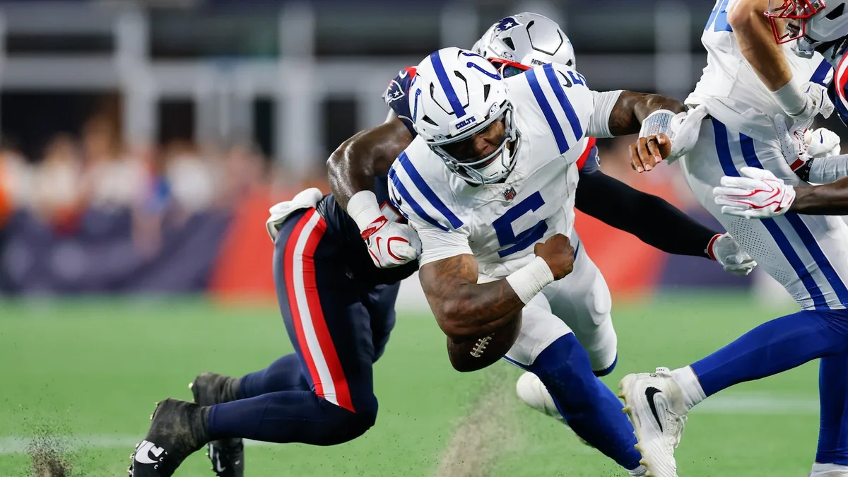 Colts backup QB Anthony Richardson runs for a TD in 13-13 preseason tie with Patriots
