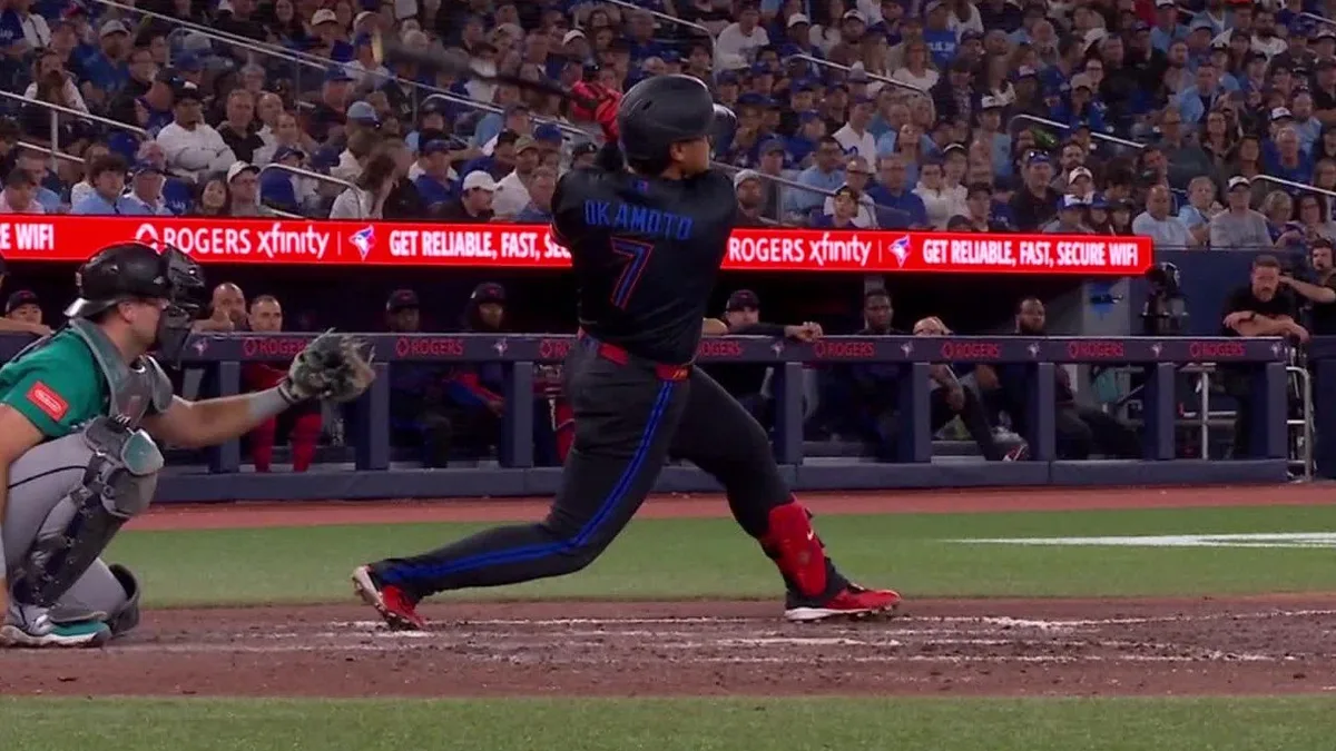 Blue Jays’ Okamoto launches no-doubt solo shot to left field