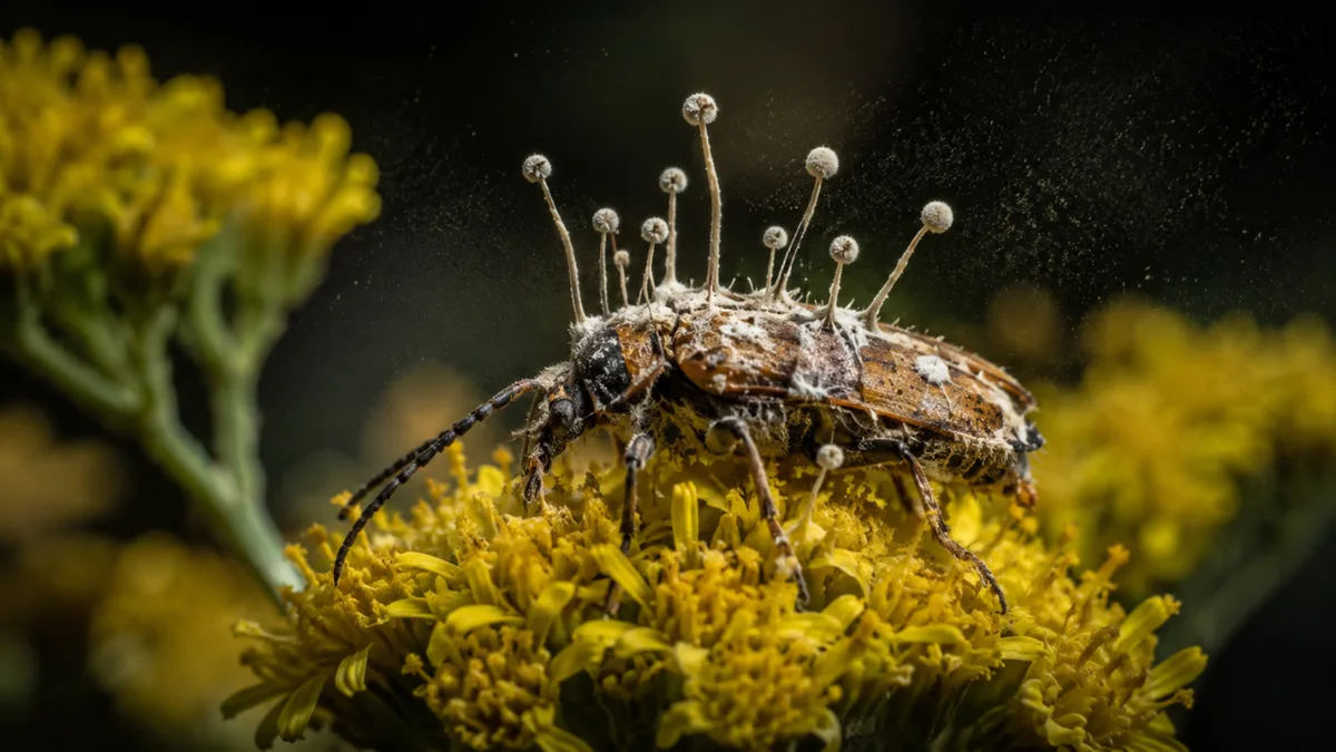 A fungus turns beetles into zombies and makes them die on flowers to infect the next generation