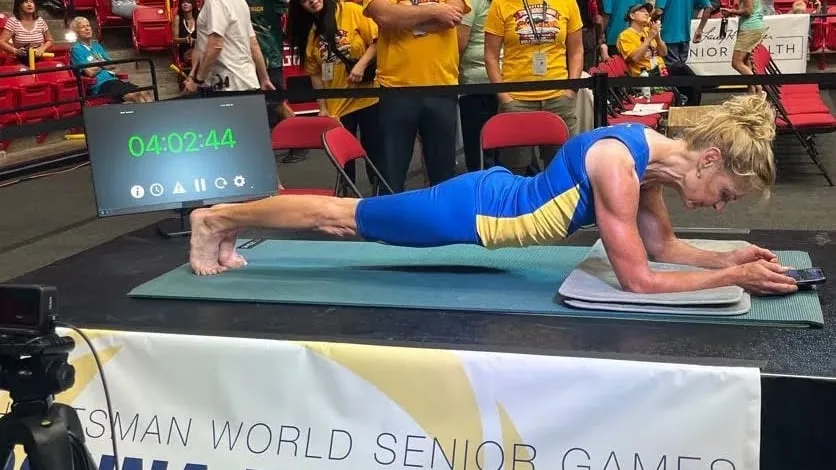 Alberta woman, 61, breaks her own world record by planking for 5 hours
