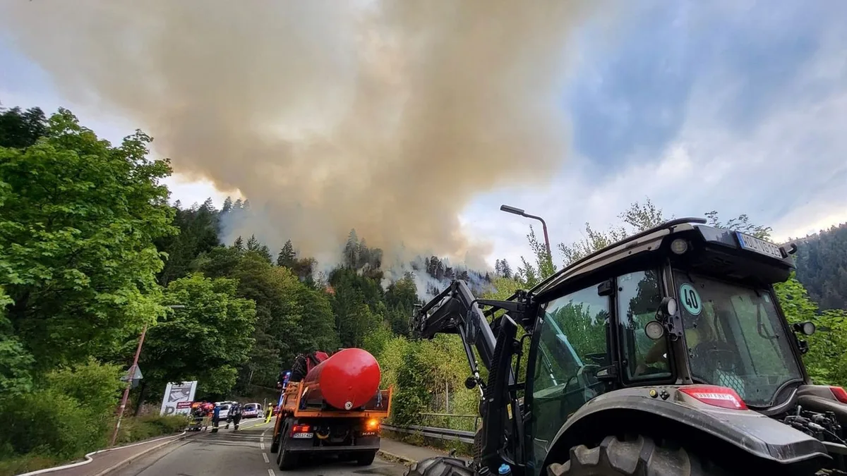 Feuer in steilem Gelände: Waldbrand bei Schramberg - Hoffnung auf Regen