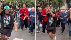 Lula llega corriendo a su acto de campaña en São Paulo