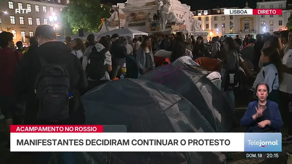 Protesto em Lisboa com menos manifestantes mas número de tendas aumenta