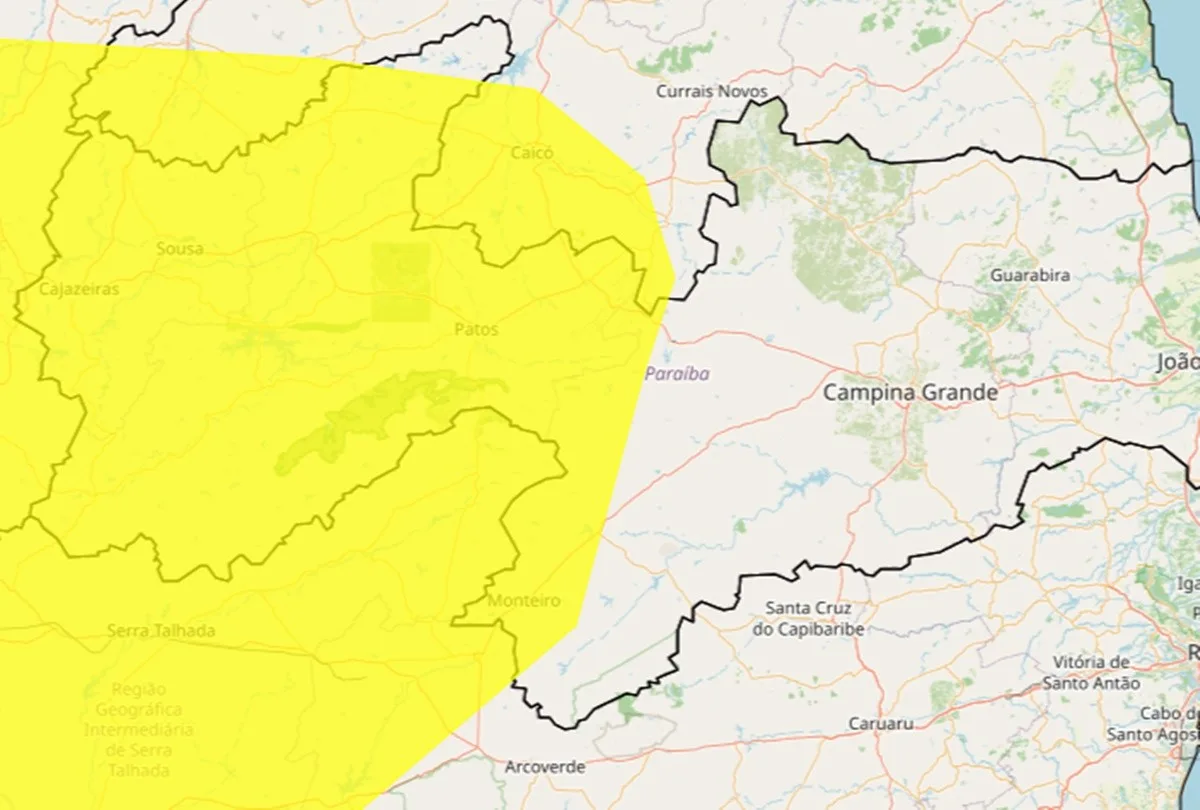 Inmet emite alerta amarelo de baixa umidade do ar para mais de 100 cidades da PB