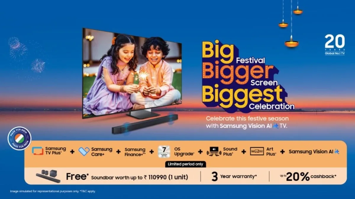 Samsung Announces Festive Offers on Vision AI TVs in India With Free Soundbars, Cashback Benefits