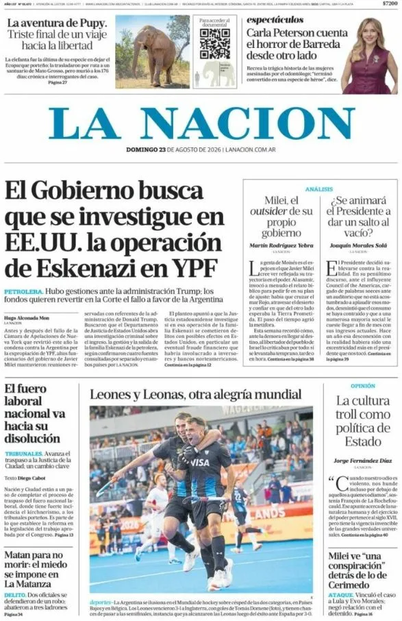 Portadas latinoamericanas de este domingo 23 de agosto de 2026