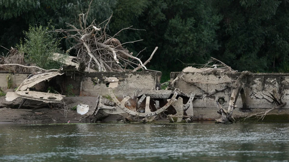 European drought reveals 100-year-old steam boat and ancient Roman bridge