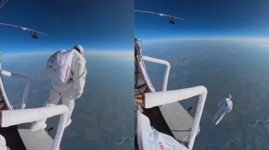 VIDEO VIRAL | El impresionate récord que impuso un paracaidista ruso al saltar en un globo aerostático desde la estratósfera