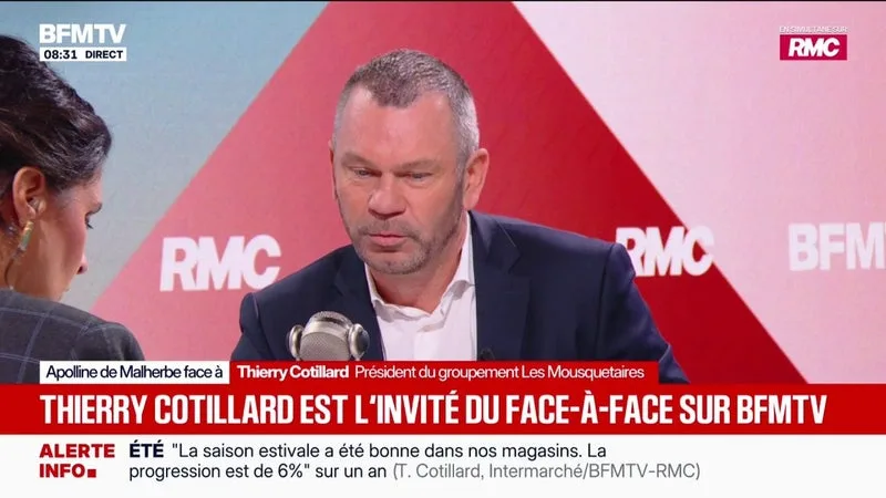 "La canicule, la chaleur ont dicté la composition du panier" de courses, explique Thierry Cotillard, président du groupement Les Mousquetaires
