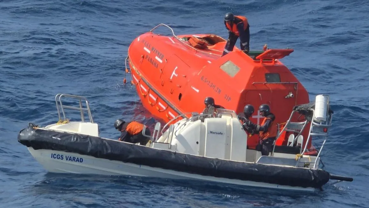 Lifeboat, distress beacon found off Odisha 3 days after ship sank, 22 sailors still missing