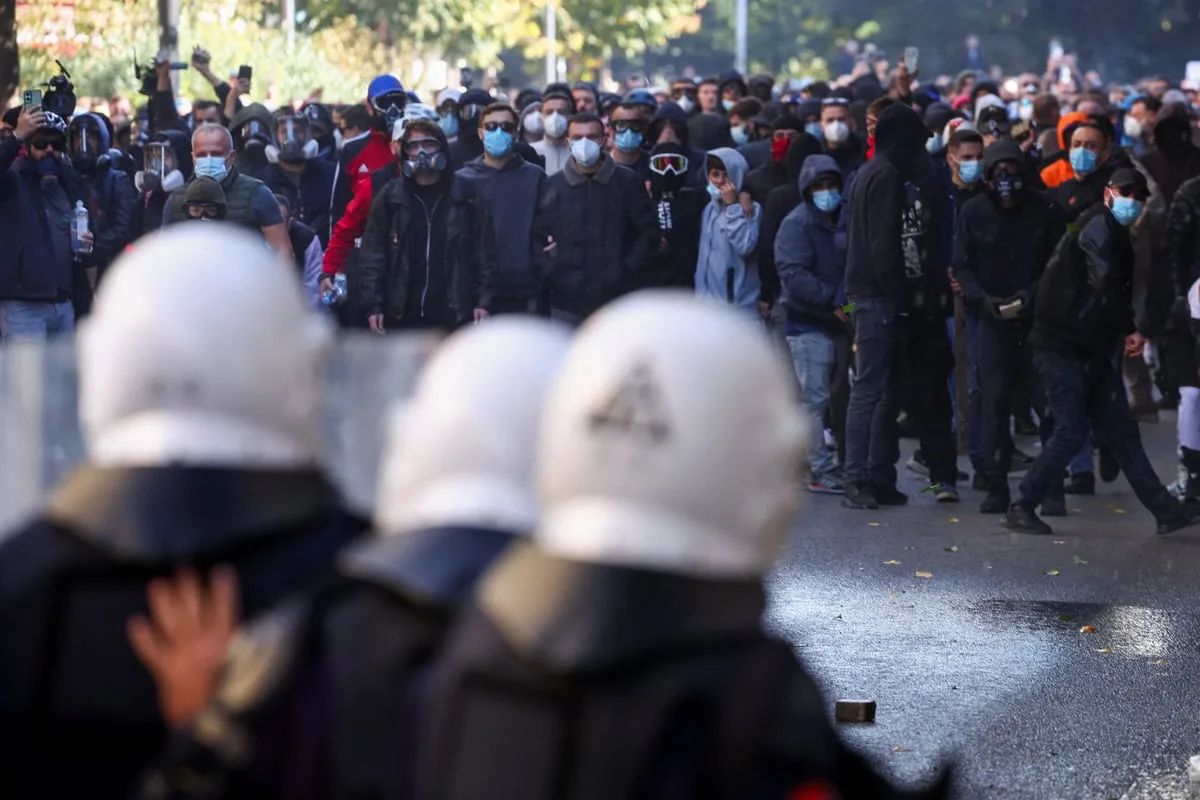 Albanian anti-government protesters clash with police in Tirana
