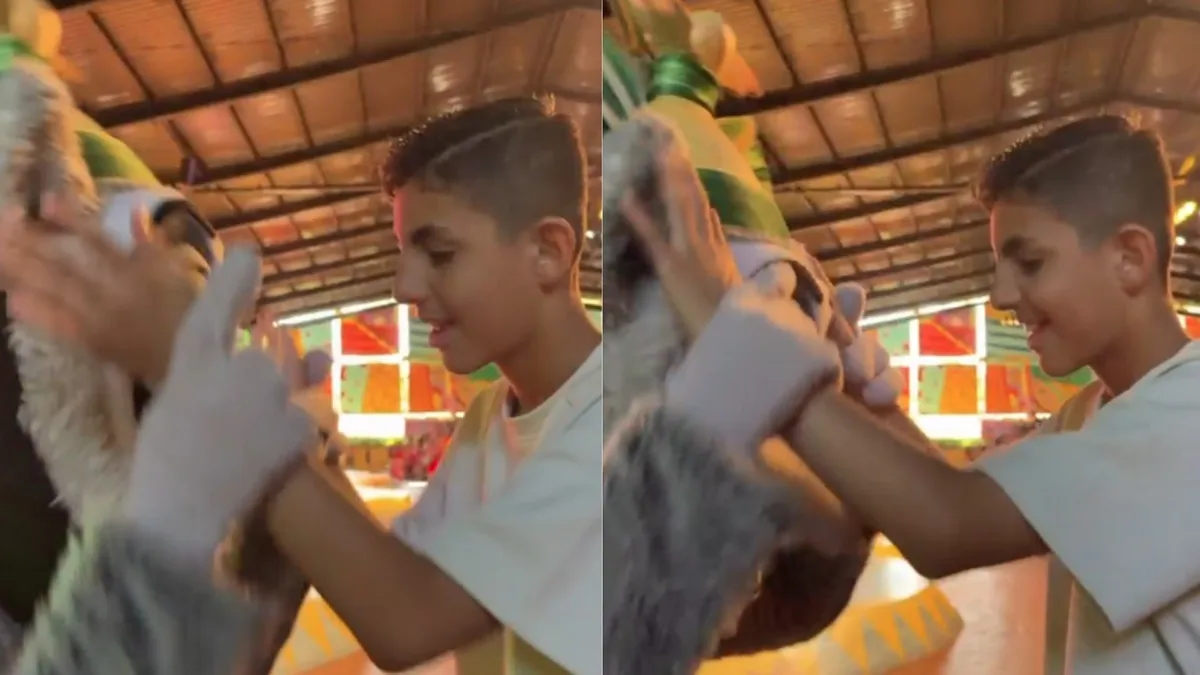 Adolescente cego viraliza ao 'ver' personagem de Madagascar com as mãos no Beto Carrero: 'Inclusão linda’