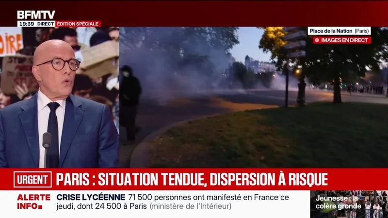 "Des violences urbaines": Éric Ciotti évoque "un sentiment de colère" face aux heurts à la fin de la mobilisation lycéenne