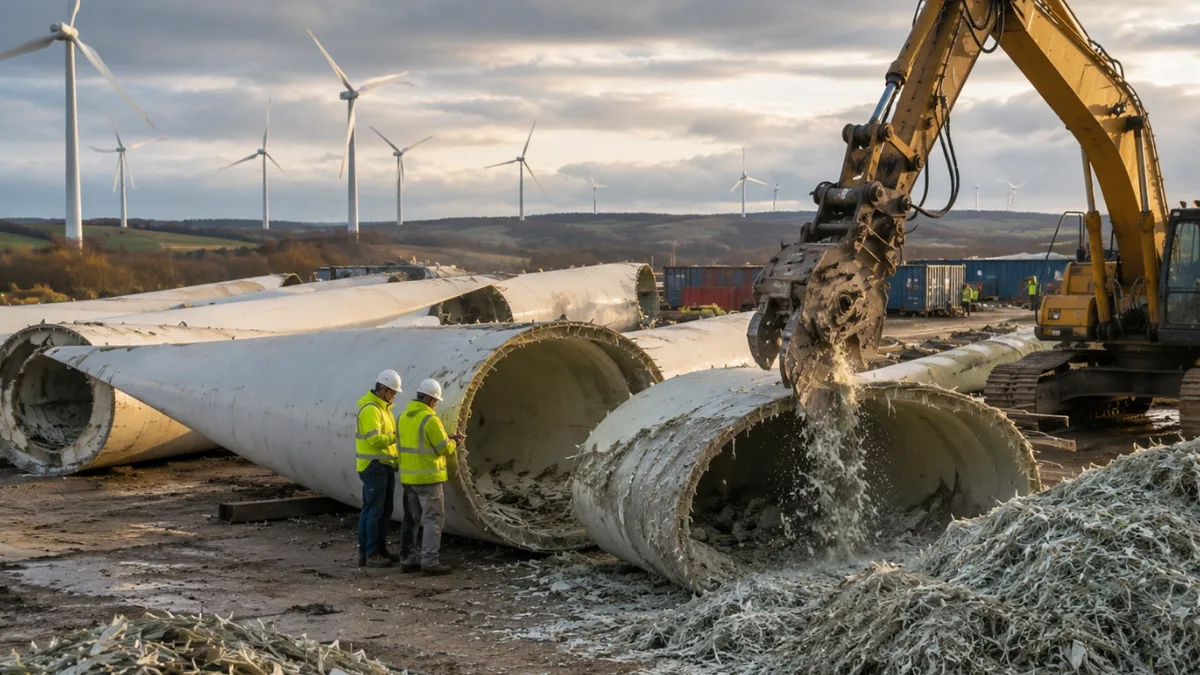 Tennessee company recycles old wind turbine blades into 99.9% pure glass fibre