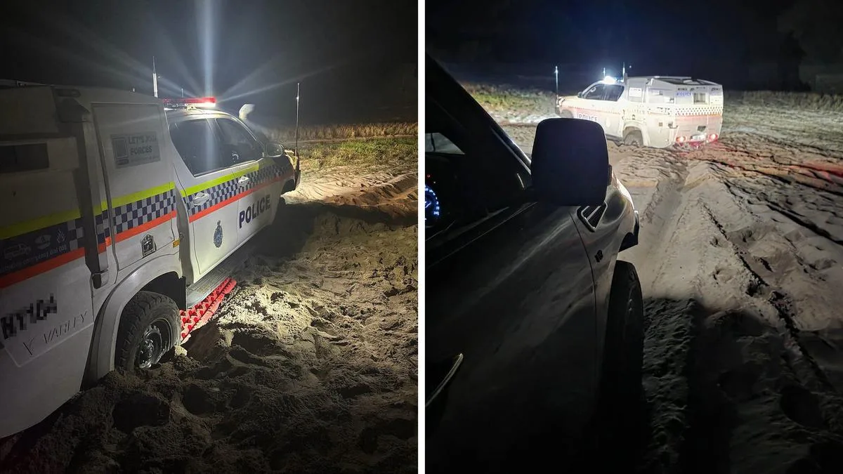 WA Police forced to call for backup after paddy wagon gets bogged on beach north of Swan River