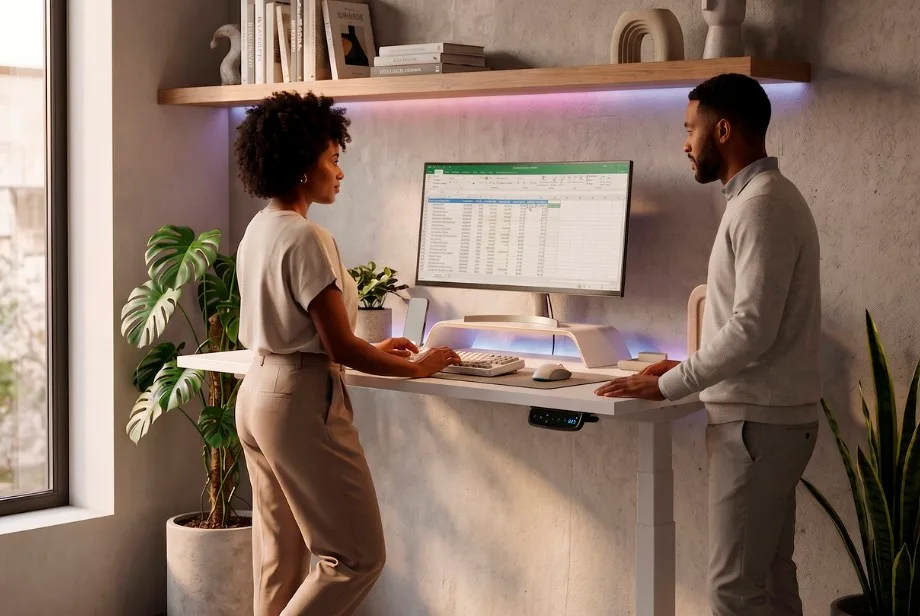 Mesa com regulagem de altura: como adaptar o home office para duas pessoas