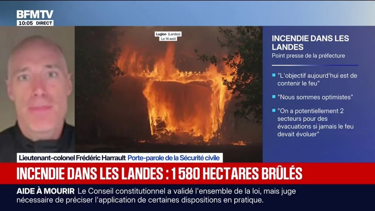 Incendies dans les Landes: le porte-parole de la Sécurité civile déplore "des jours et des semaines" de travail à venir