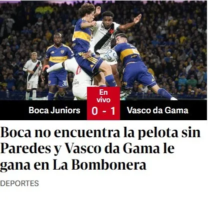 Jornais argentinos repercutem vitória do Vasco na Sul-Americana: "Boca não vê a bola na Bombonera"