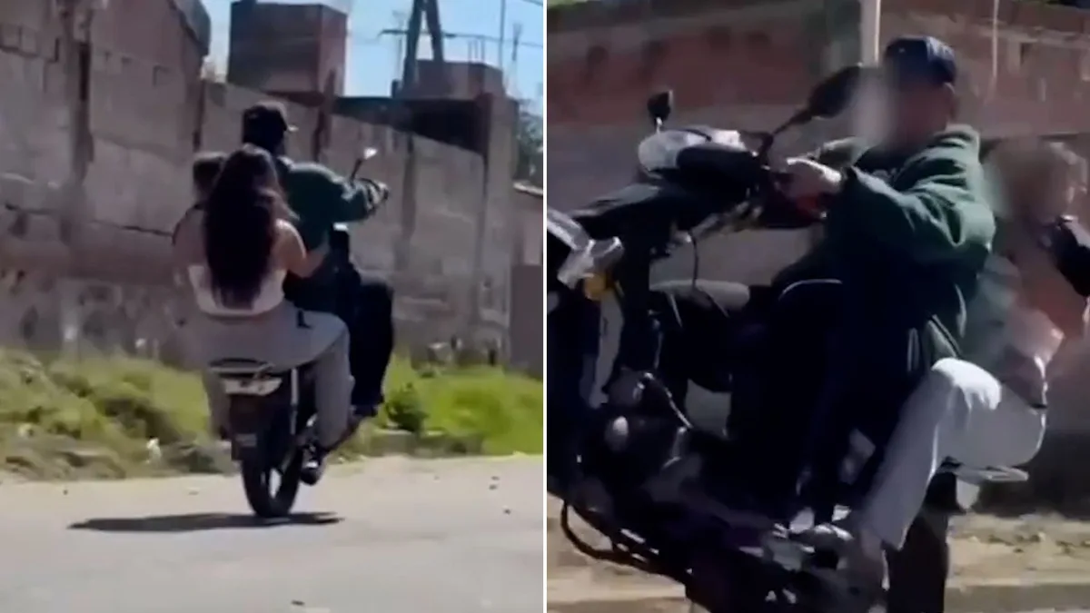 Video: dos adultos realizaron maniobras peligrosas en una moto con un bebé en brazos y lo compartieron en redes