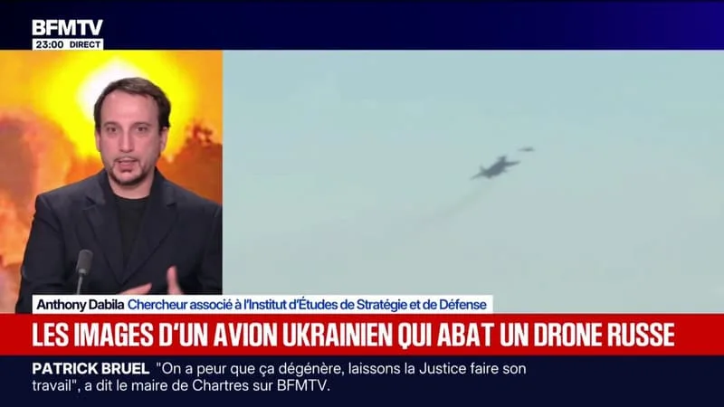 Les images d'un avion de chasse ukrainien qui abat un drone russe