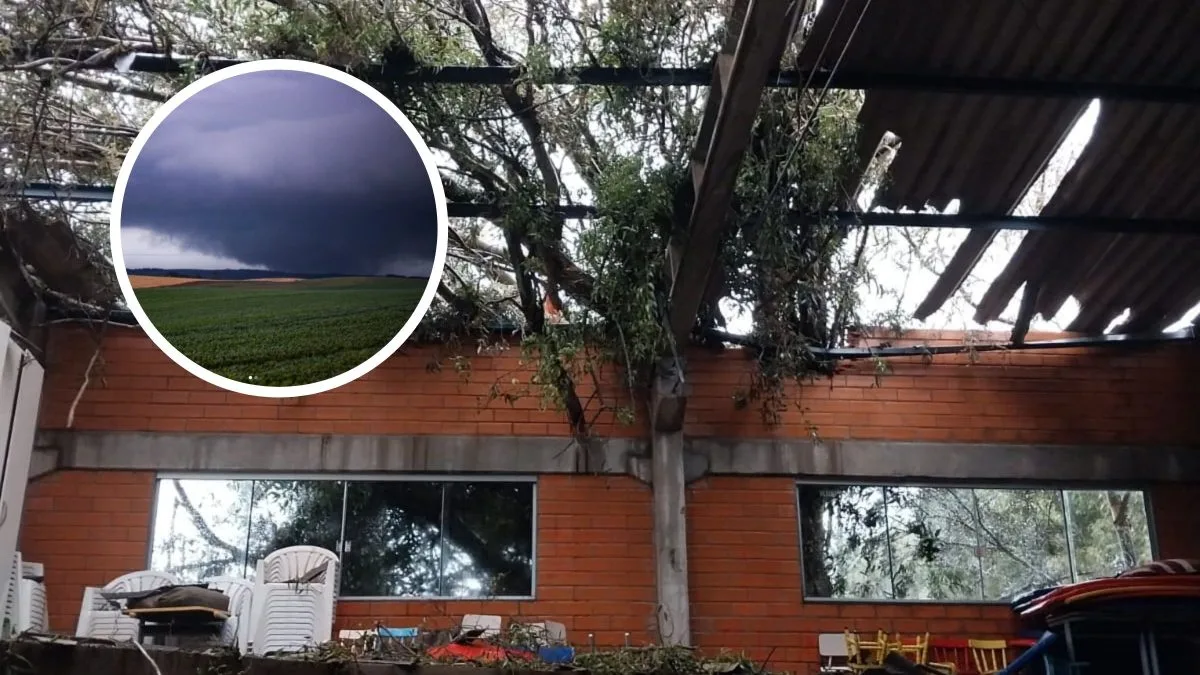 Tornado atinge área rural de SC e chuva de granizo danifica 35 casas em município
