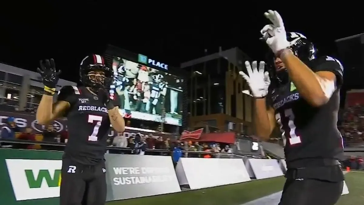 Redblacks’ Barnes finds Eberhardt in back of end zone for touchdown