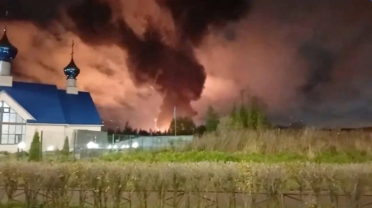 Ukraine launches over 1,000 drones at Russia, oil terminal catches fire