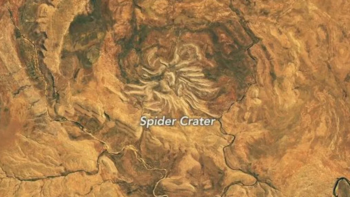 NASA satellite image reveals Australia's giant spider-shaped ancient crater