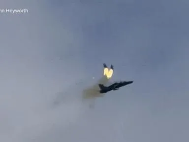 WATCH: Pilots eject as military jet crashes