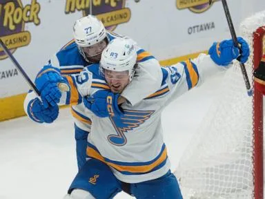Suter, Neighbours and McTavish score 2 each as the Blues rout the Senators 7-2
