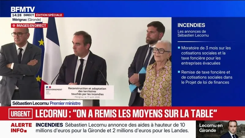 Aides pour les communes touchées par les incendies: "On peut très vite atteindre des sommes qui peuvent aller au-delà de 100 millions d'euros", précise Sébastien Lecornu