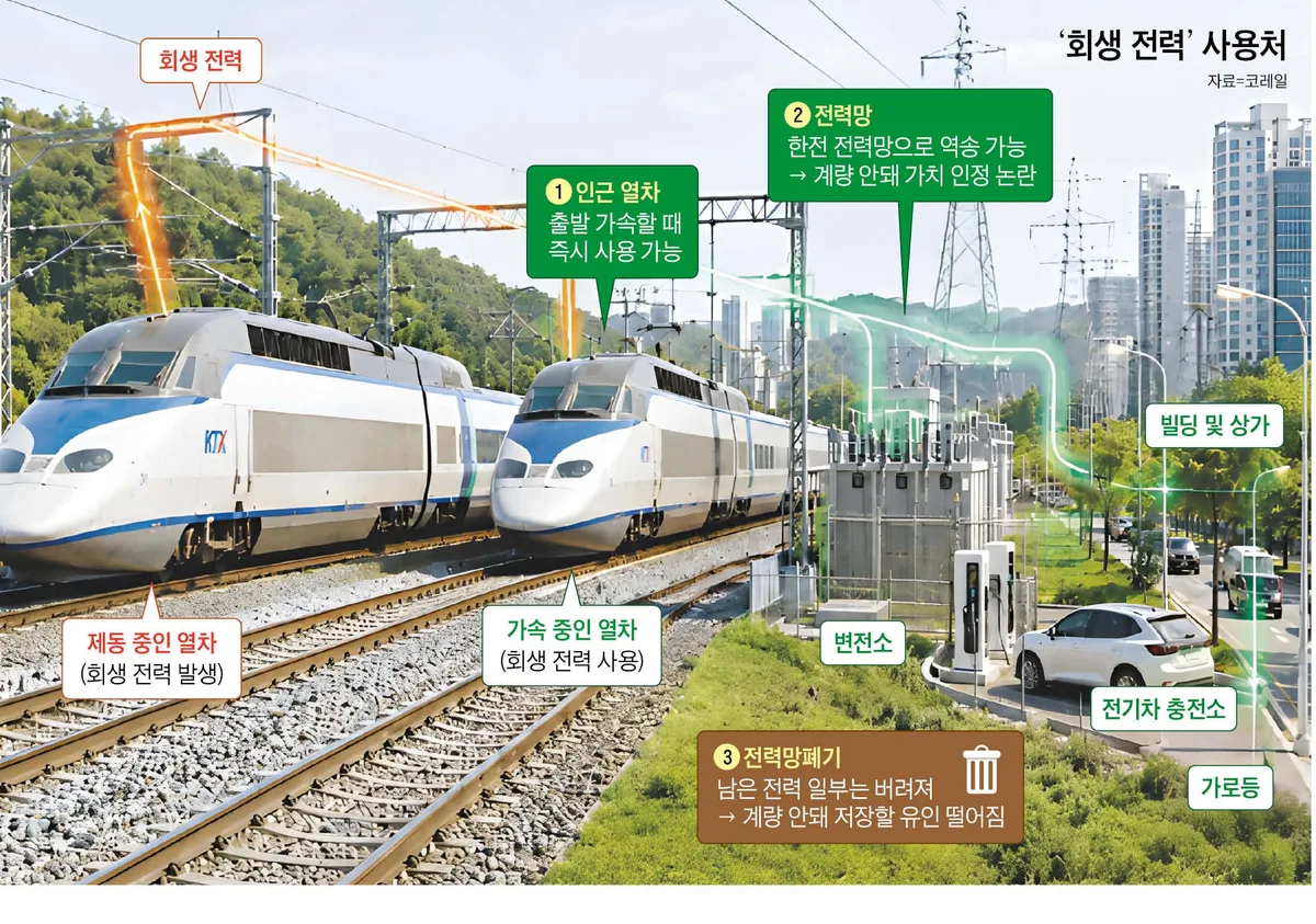 [단독] KTX가 만들어낸 전기… 3만가구 1년 쓸 전력량 버려진다