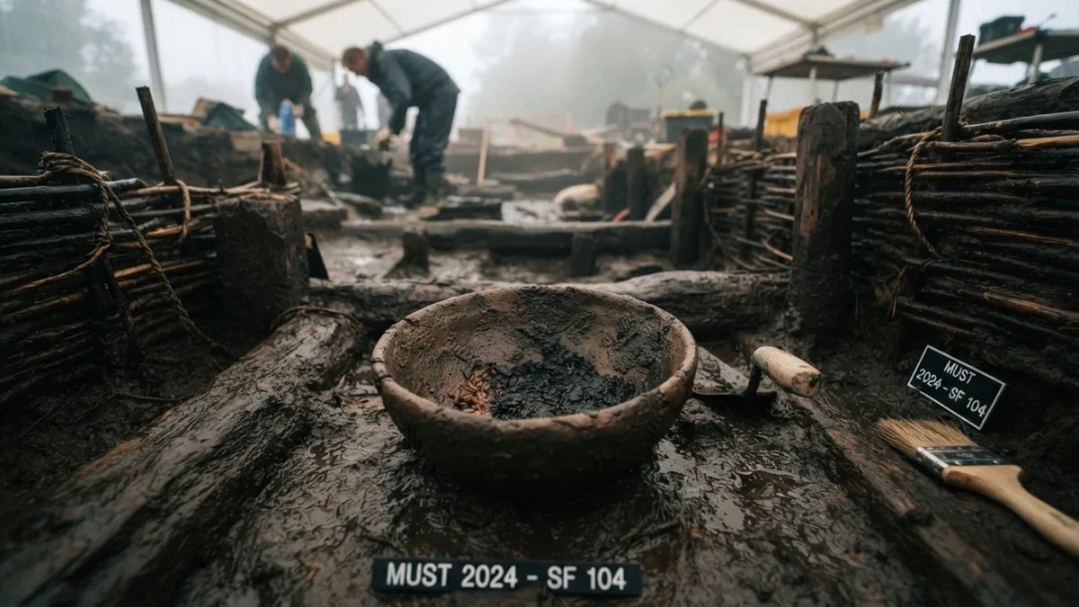 Um incêndio destruiu esta casa da Idade do Bronze cerca de um ano após a construção, mas o rio preservou até comida dentro das tigelas