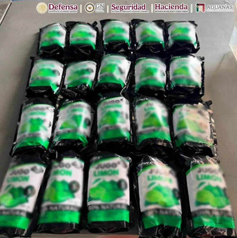 México incauta más de 10 kilos de metanfetamina en empaques de jugo de limón en aeropuerto