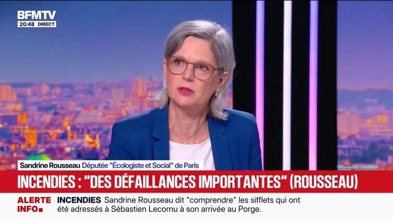Incendies: "Ne pas anticiper le réchauffement climatique et les événements extrêmes coûte beaucoup plus cher que de les anticiper", affirme Sandrine Rousseau, député "Écologiste et Social" de Paris